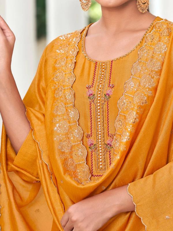 VP 9481 Y Women Kurta and Trouser Duppata Set Silk Blend
